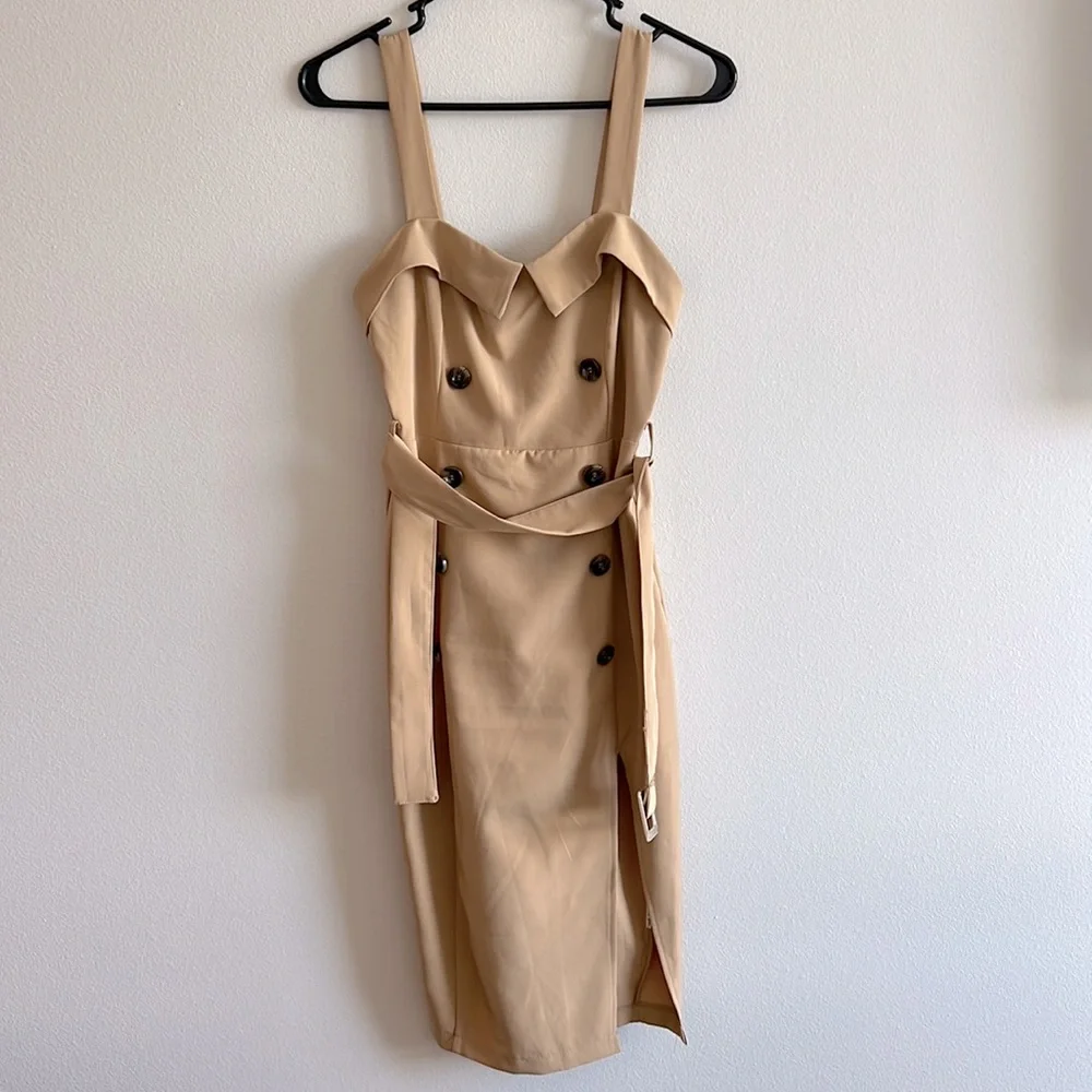 Tan trench coat inspired dress - Picture 2 of 5